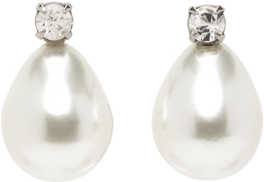 Simone Rocha Faux Pearl Egg Stud Earrings In White | ModeSens