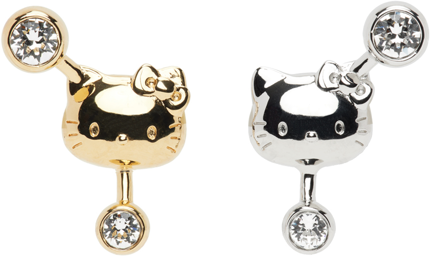 Jiwinaia Gold & Silver Hello Kitty Piercing Earrings