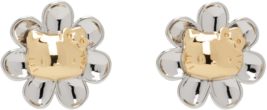 Jiwinaia Silver & Gold Hello Kitty Daisy Earrings