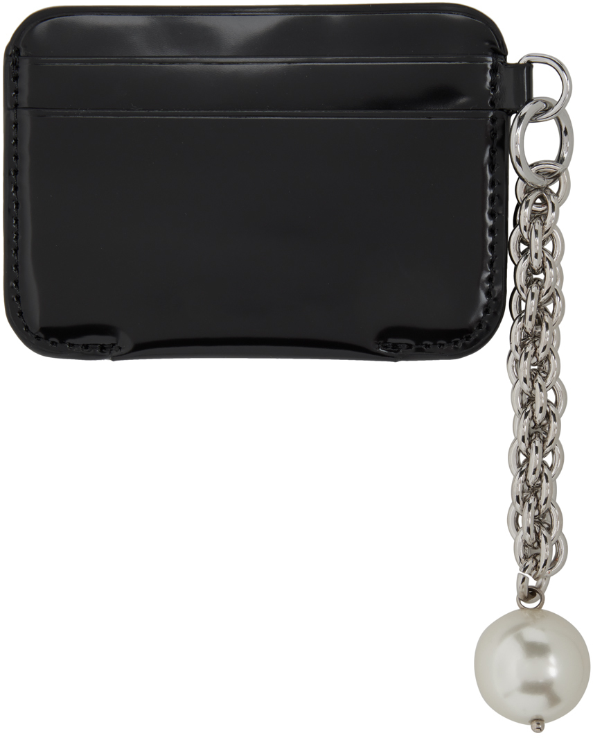 Shop Simone Rocha Black Pearl Chain Card Holder In Black/pearl