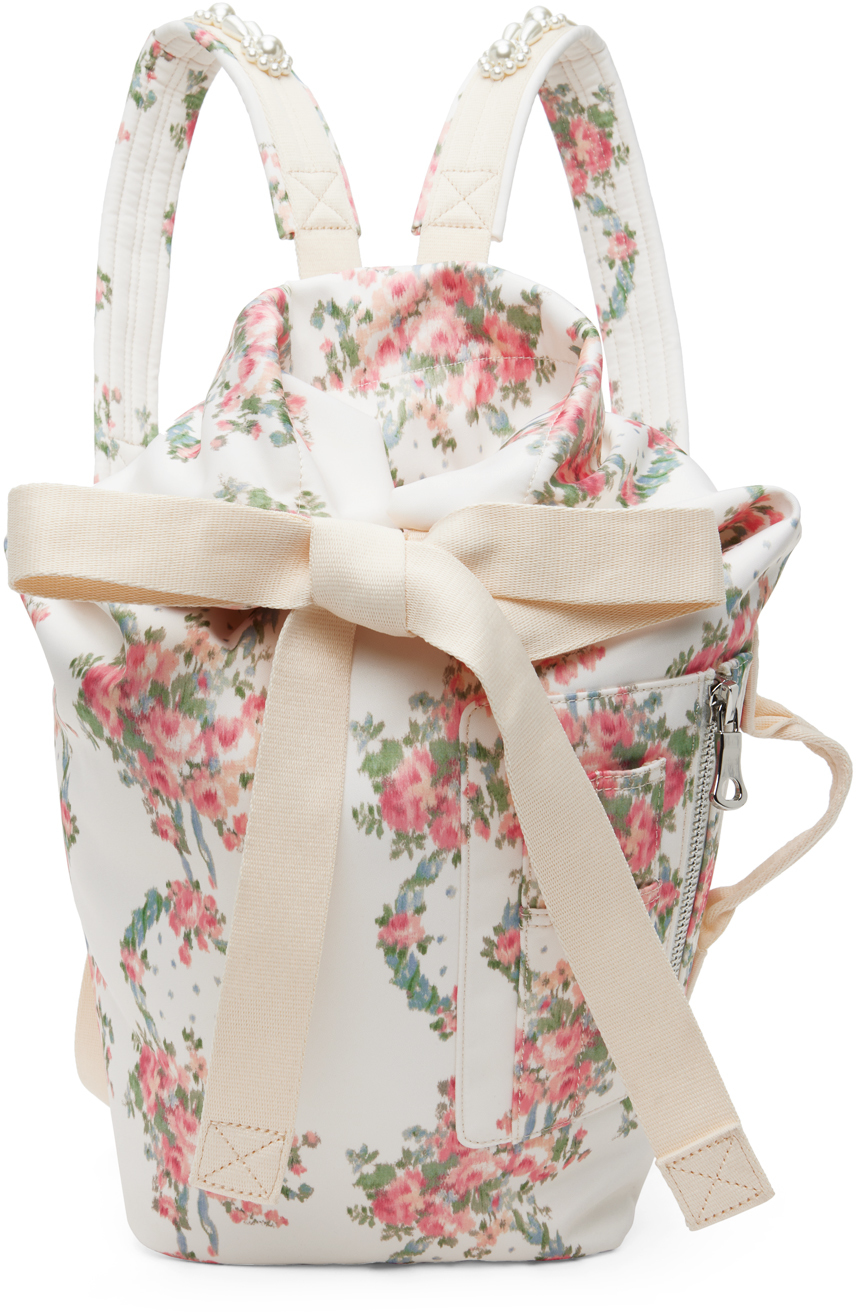 Simone Rocha Off-White Small Bow Tie Backpack