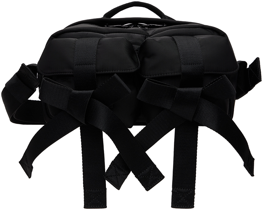 Simone Rocha Black Beaded Bow Front Pouch