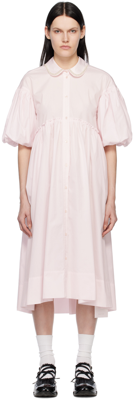 Simone Rocha: Pink Puff Sleeve Midi Dress | SSENSE Canada