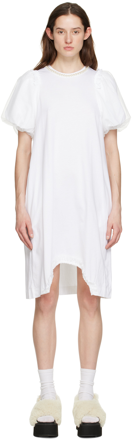 Simone Rocha: White Ruffle Midi Dress | SSENSE UK