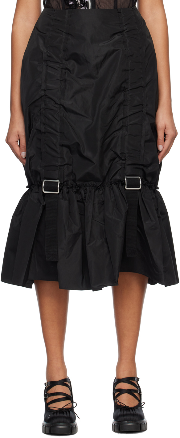 Black Adjustable Midi Skirt
