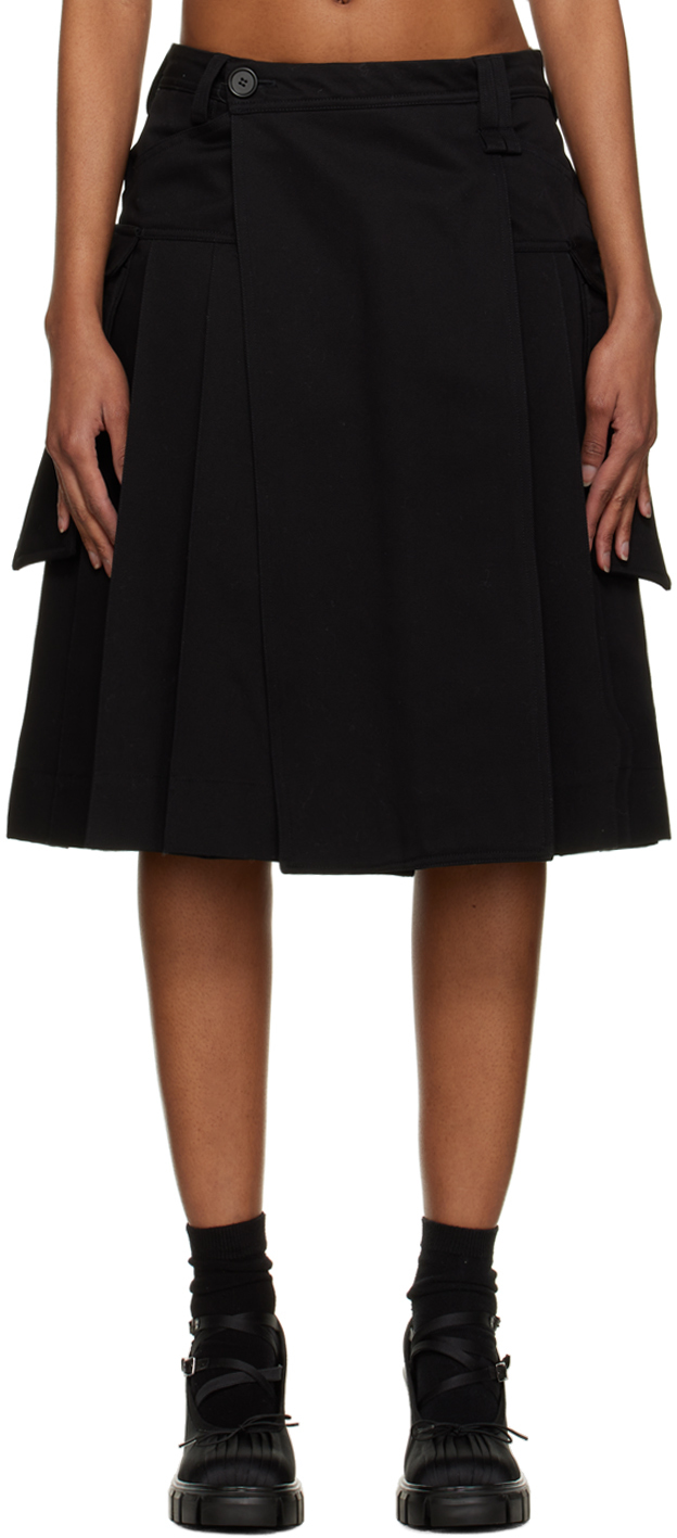 Simone Rocha Black Pleated Midi Skirt
