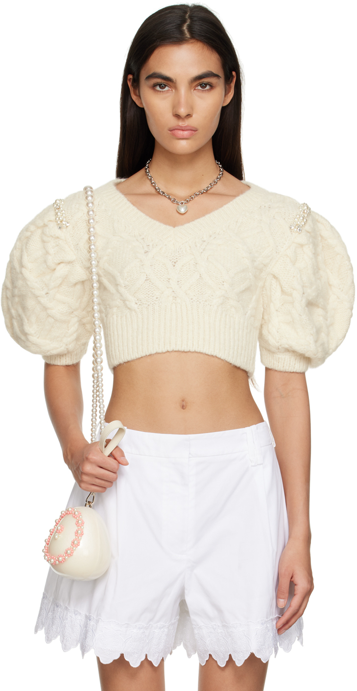 Simone Rocha: Off-White Embellished Sweater | SSENSE
