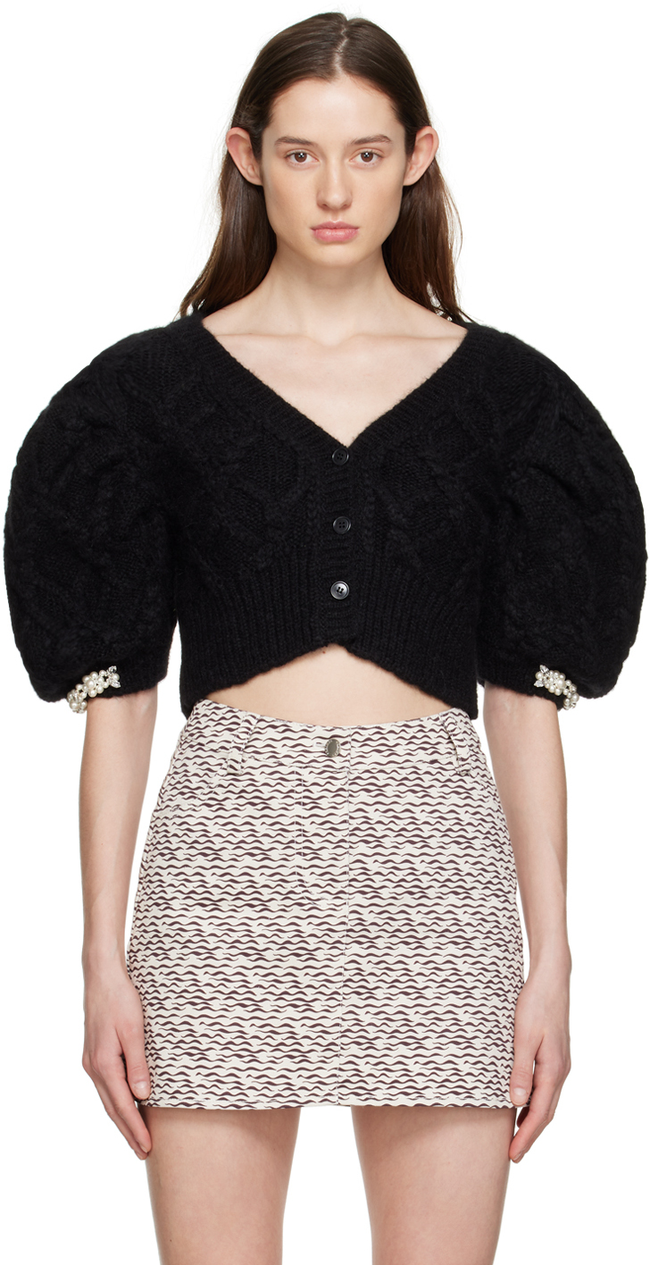 SIMONE ROCHA BLACK BEADED CARDIGAN