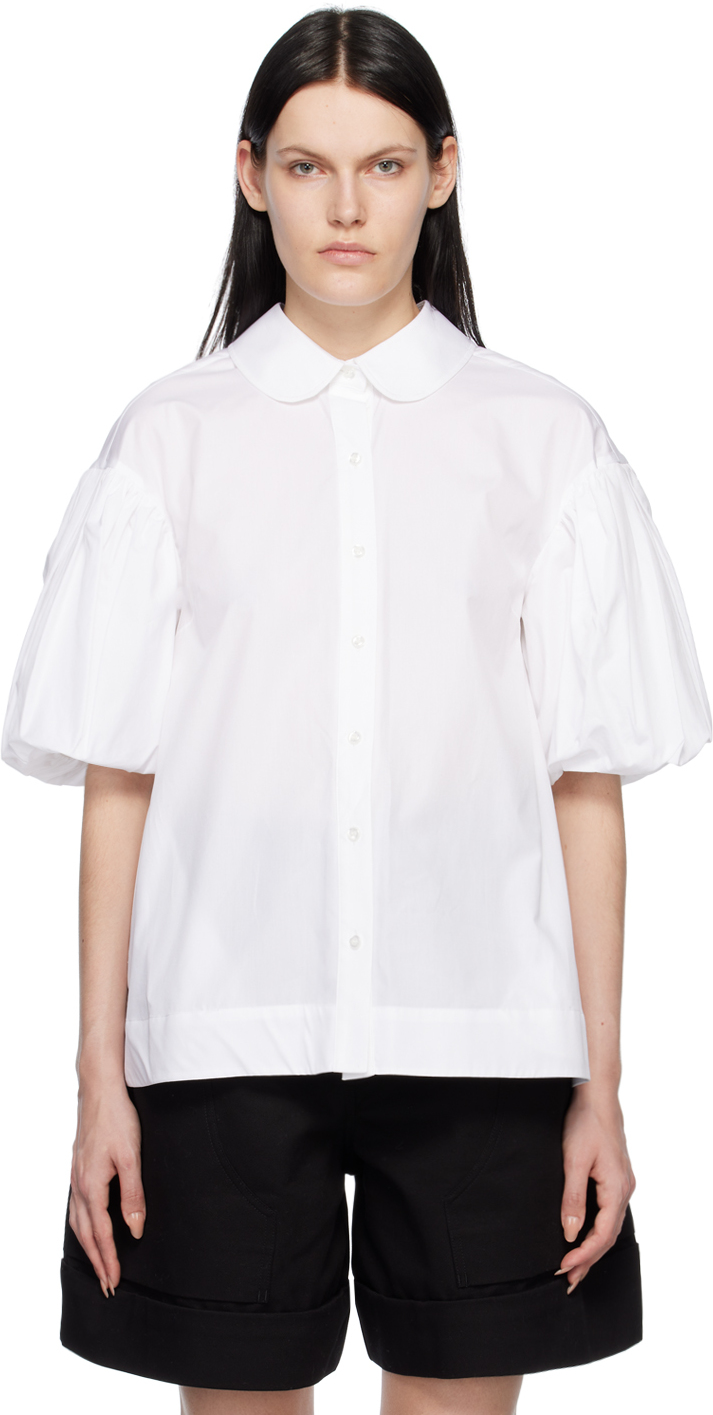 Simone Rocha Embellished Puff-sleeve Shirt In White