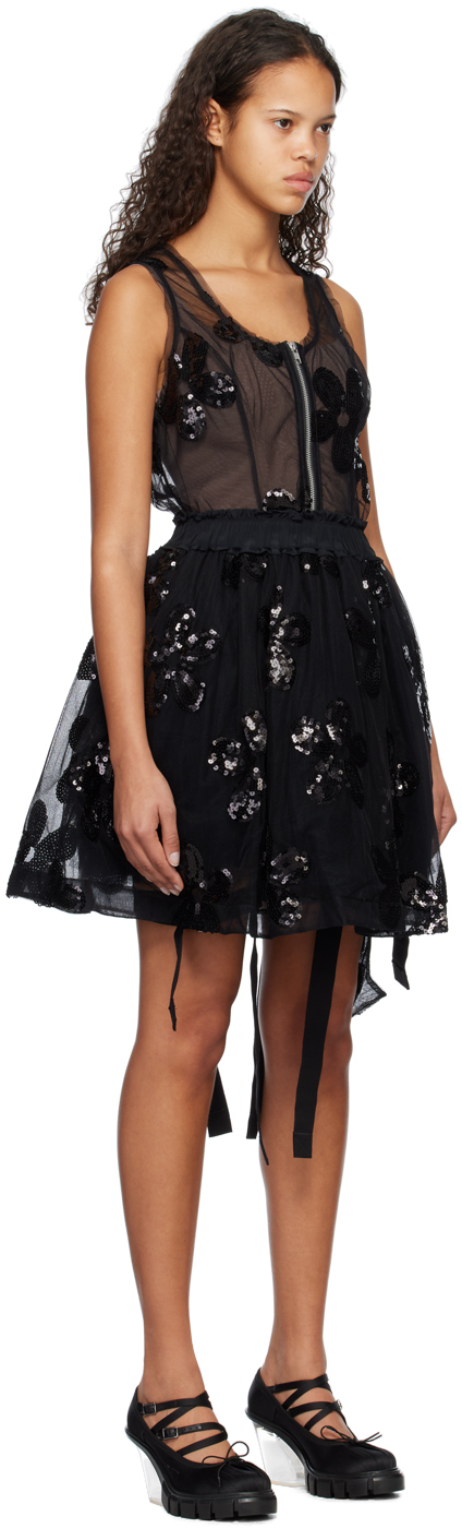 Simone Rocha Black Zip-up Bodysuit In Black/black