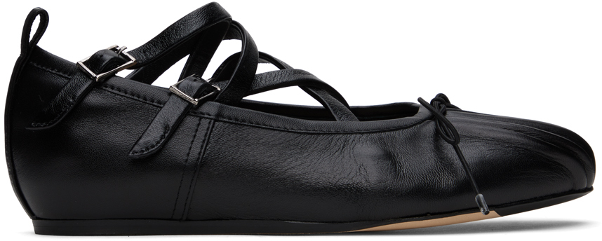 Simone Rocha Black Criss-cross Ballerina Flats In Black (black)