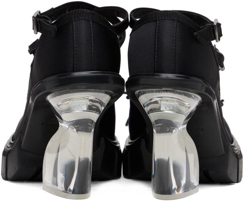Simone Rocha Black Criss-cross Ballerina Heels In Black/clear