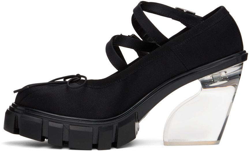 Simone Rocha Black Criss-cross Ballerina Heels In Black/clear