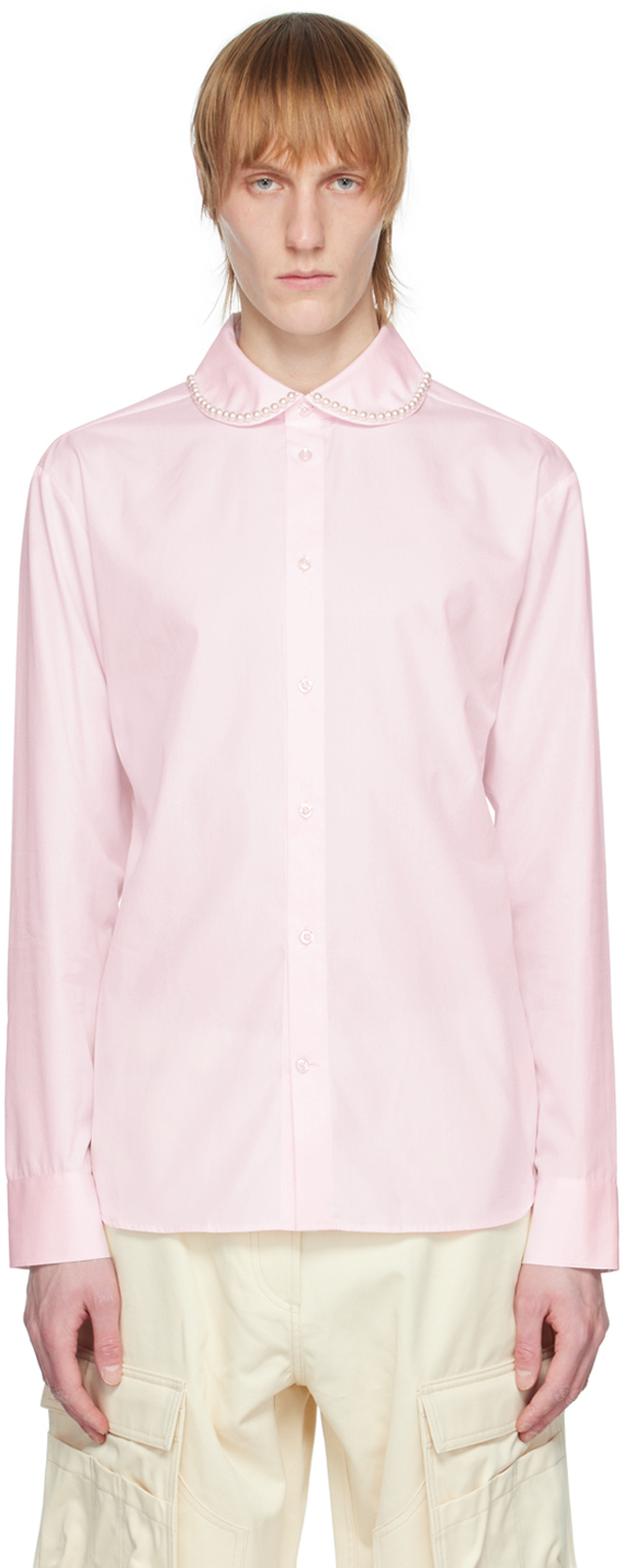 Simone Rocha Pink Beaded Collar Shirt