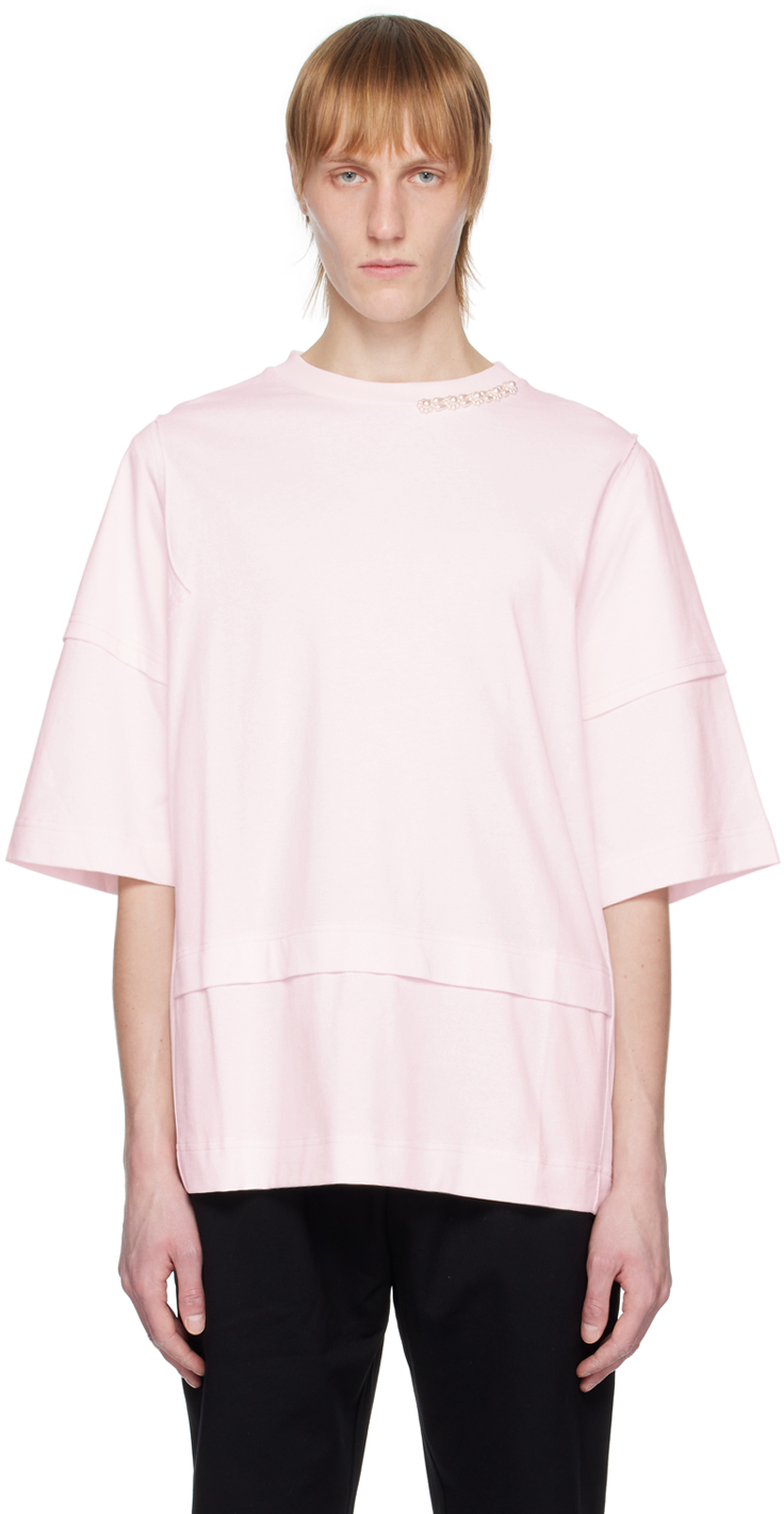 Simone Rocha Pink Beaded T-Shirt