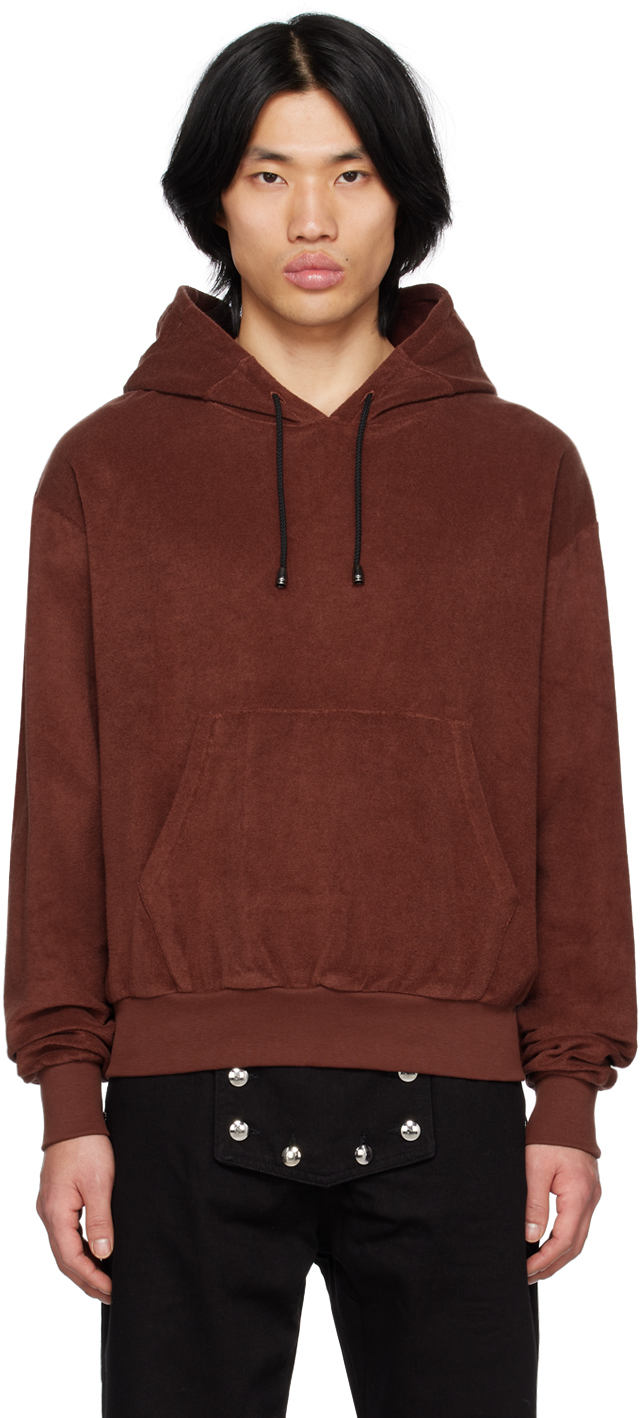 Youths In Balaclava Burgundy Embroidered Hoodie In Brown