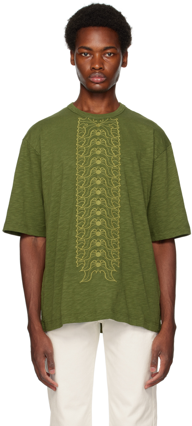 Youths In Balaclava Green Floral Spine T-shirt