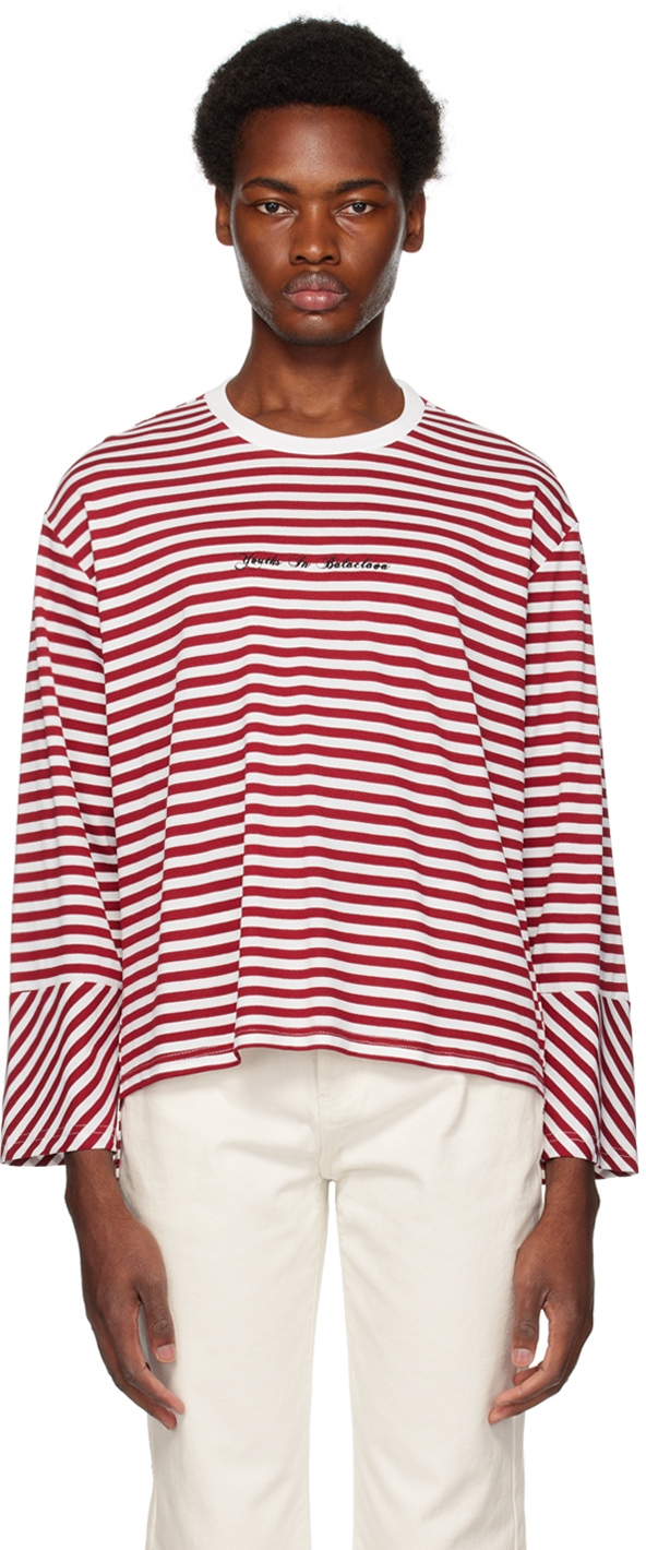 Youths In Balaclava Red & White Striped Long Sleeve T-shirt
