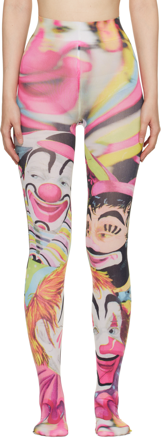 Tyt Multicolor U Dropped Ur Clown Nose Tights In Pink