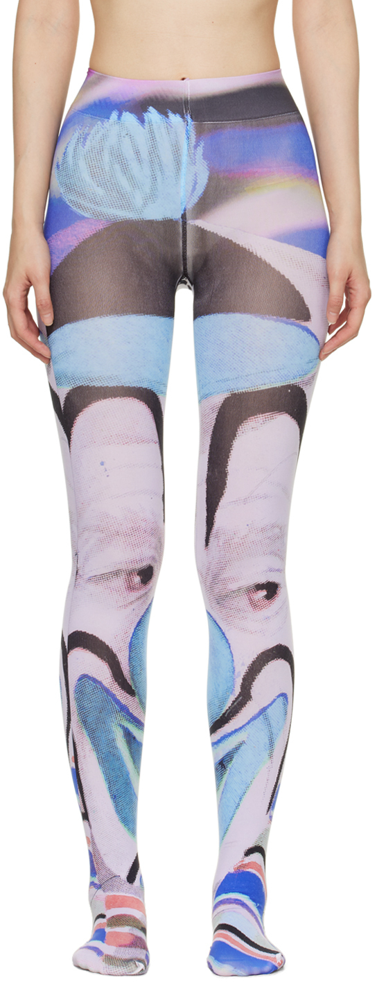 Tyt Multicolor 'a Few Clowns Short Of A Circus' Tights In Blue