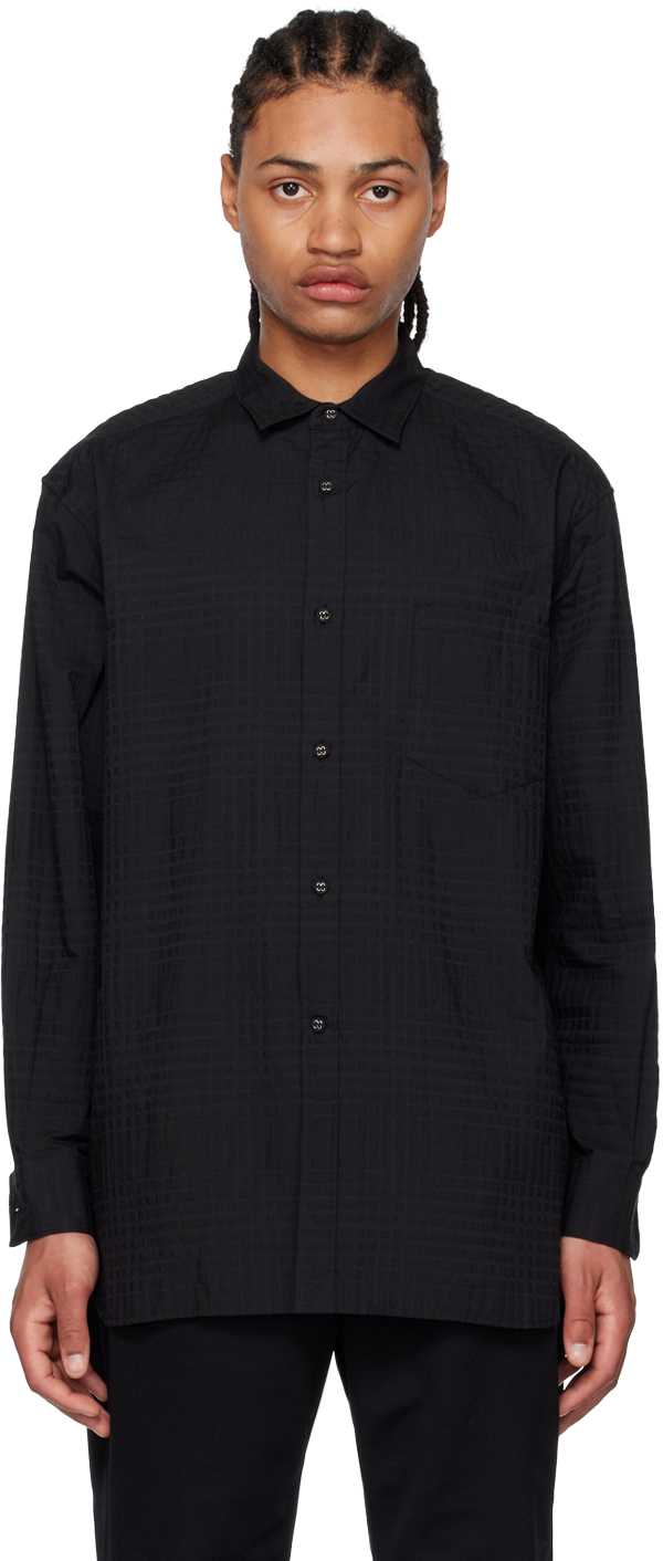 White Mountaineering®︎: Black Jacquard Shirt | SSENSE Canada