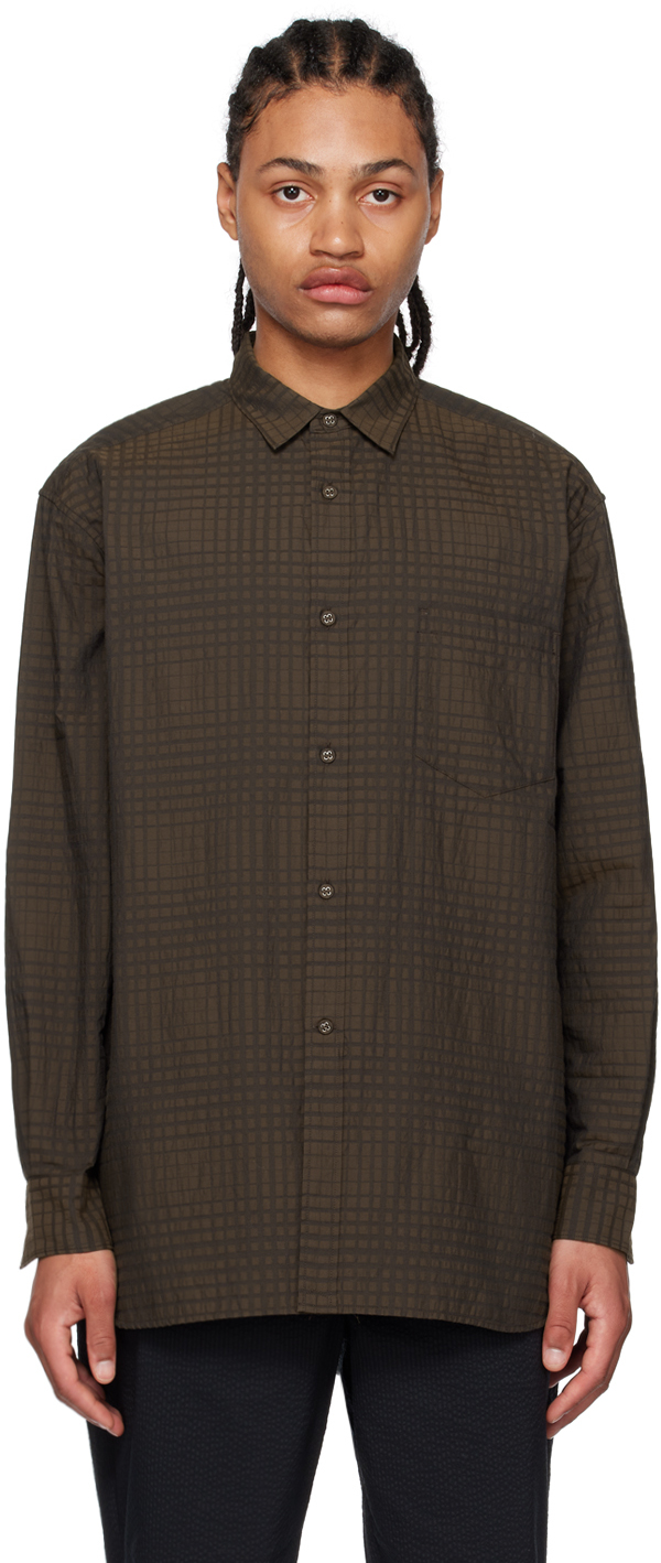 WHITE MOUNTAINEERING BROWN JACQUARD SHIRT