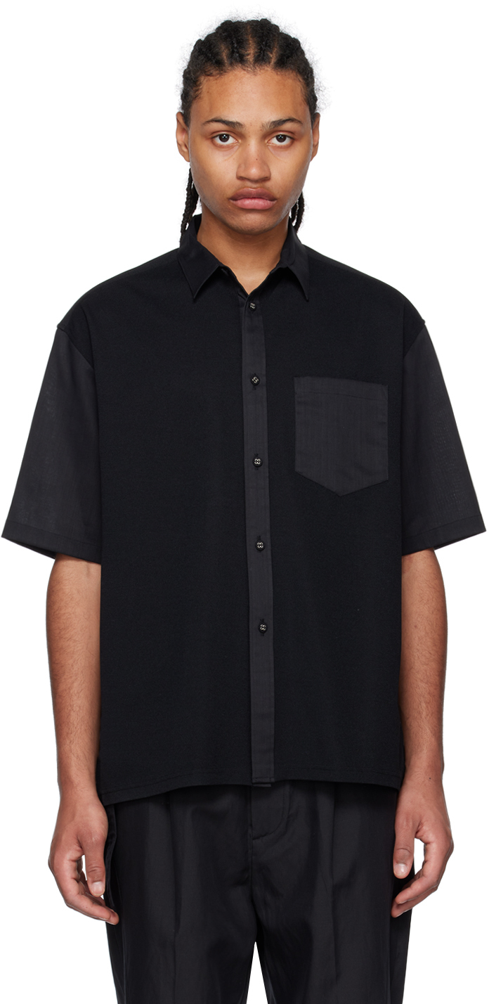 White Mountaineering®︎: Black Panama Shirt | SSENSE Canada