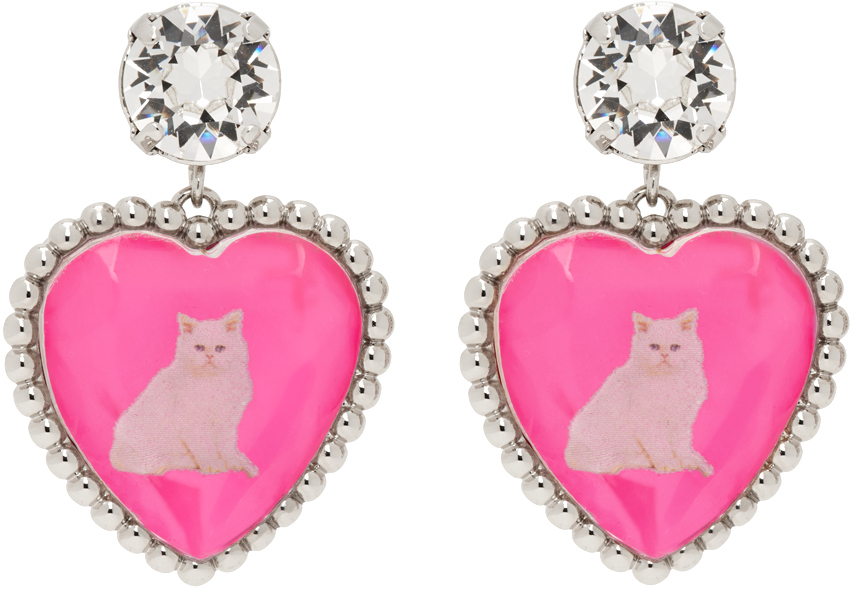 Silver & Pink Bff Earrings