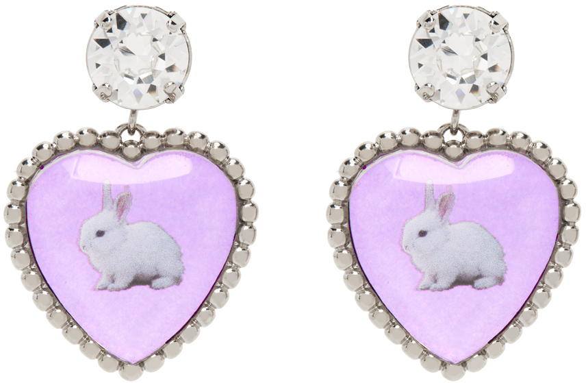 Safsafu Ssense Exclusive Silver & Purple Bunny Bff Earrings