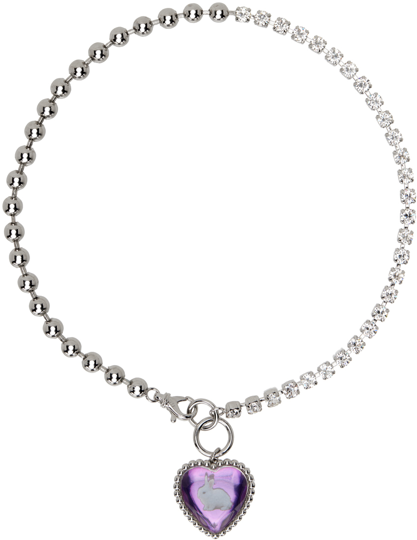 SSENSE Exclusive Silver & Purple Bunny Bff Necklace