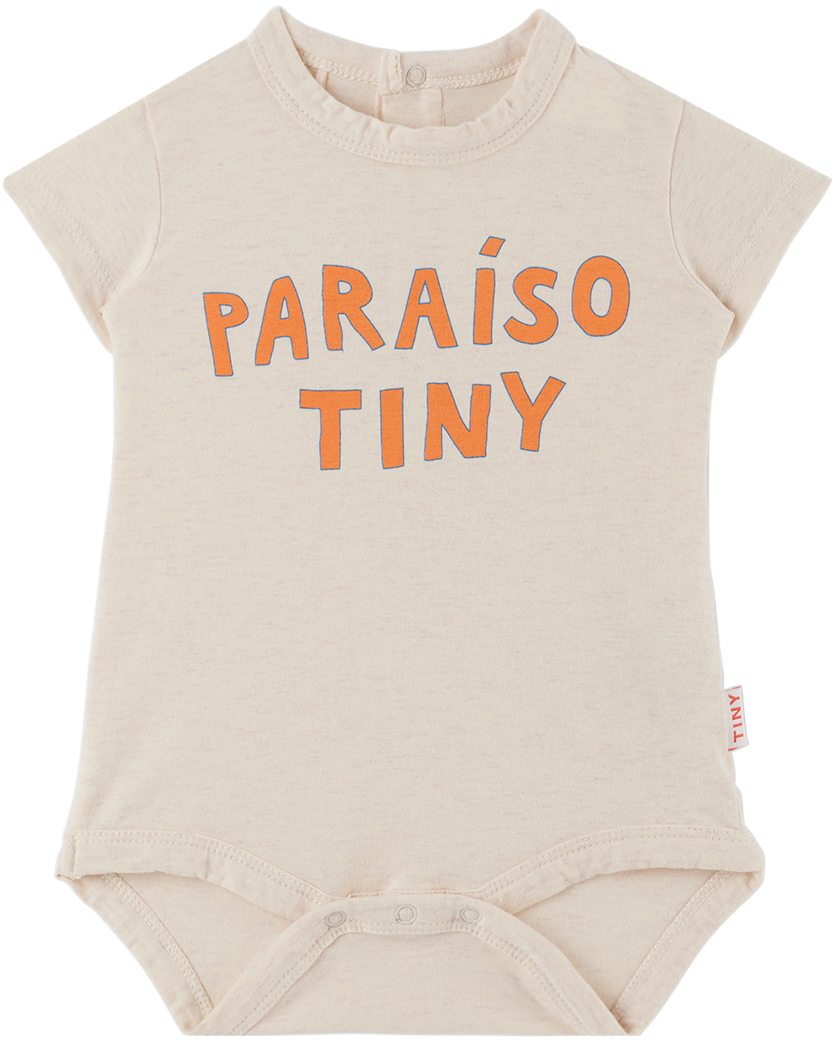 Tinycottons Baby Beige 'paraíso Tiny' Bodysuit In L62 Light Cream Heat
