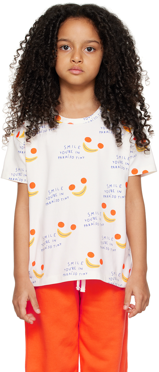 Tinycottons Kids White 'smile' T-shirt In 104 Off-white | ModeSens