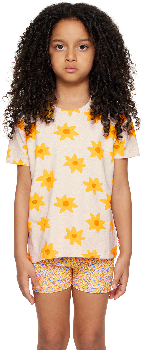 Tinycottons Kids Beige Starfruit T-shirt In L24 Light Cream Heat