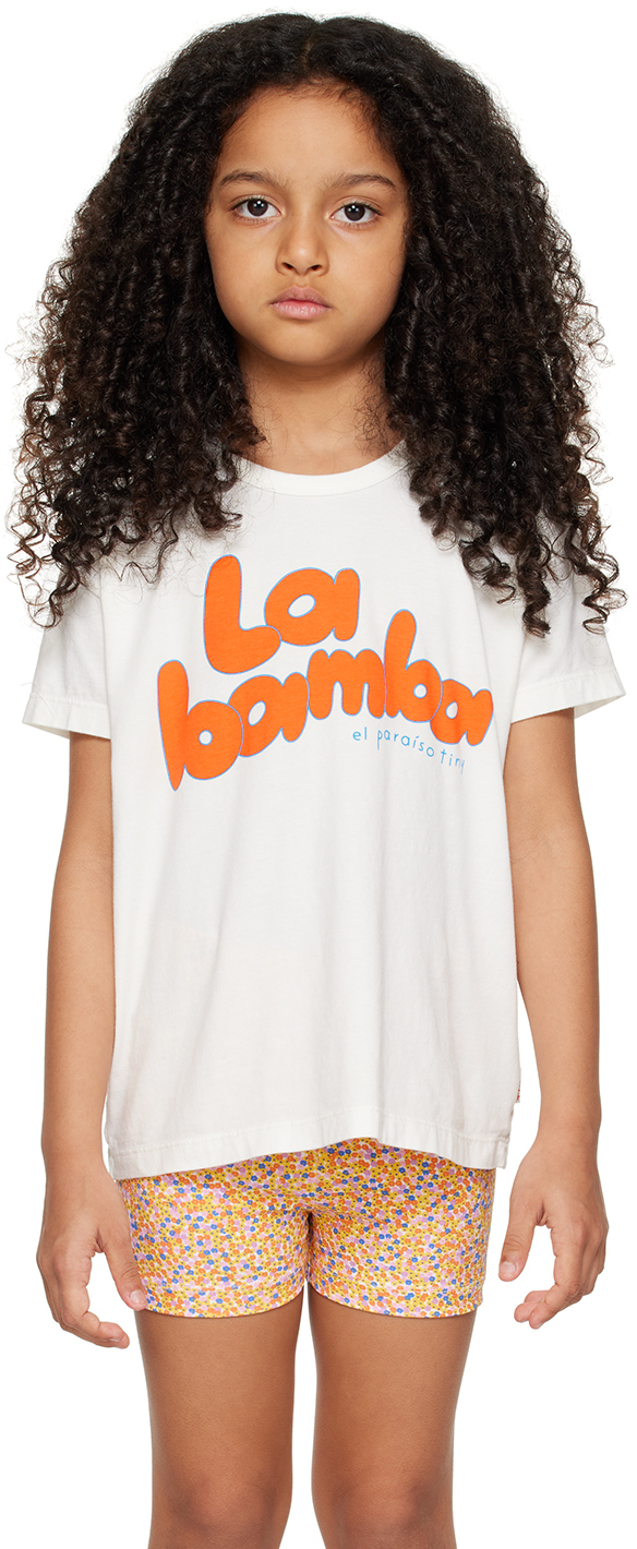 Tinycottons Kids Off-white 'la Bamba' T-shirt In L43 Off-white/tanger
