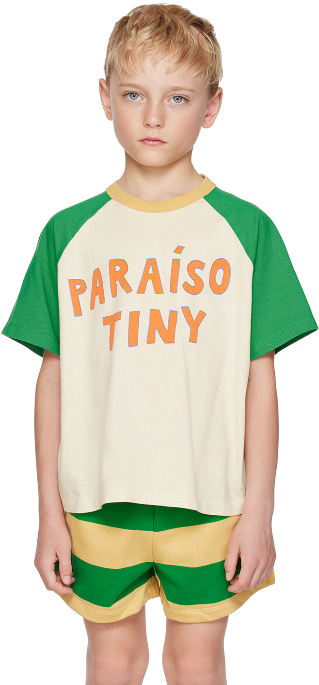 Tinycottons Kids Beige 'paraiso Tiny' T-shirt In L69 Light Cream Heat