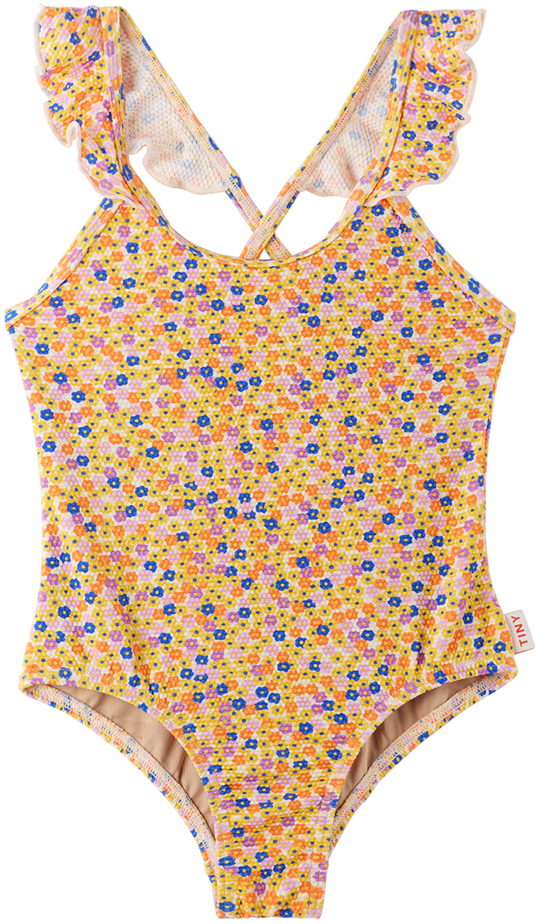 Tinycottons Kids Multicolor Flowers One-piece Swimsuit In 108 Multicolor