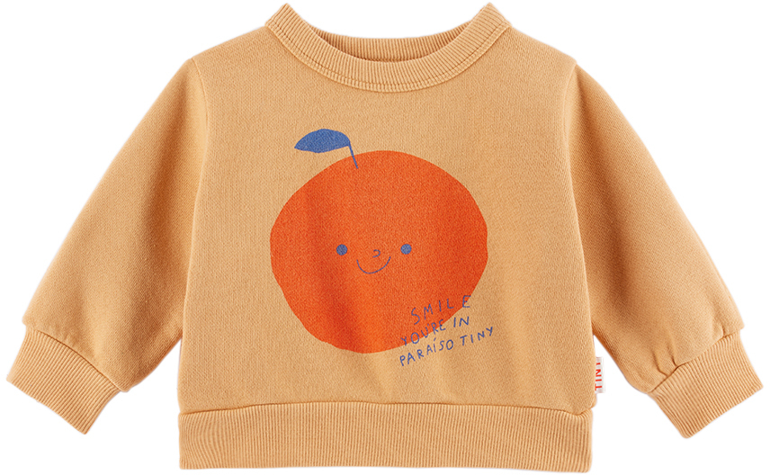Tinycottons Baby Orange Tangerine Sweatshirt In Jd9 Almond/summer Re