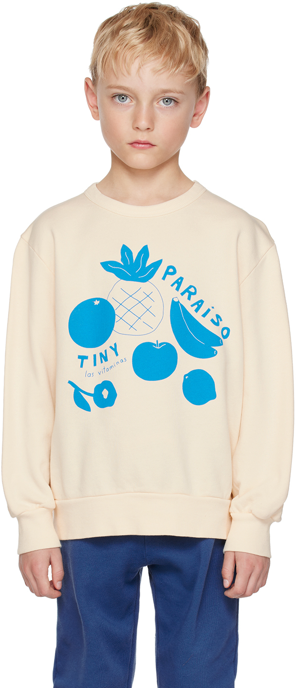 Tinycottons Kids Off-white Paraiso Fruits Sweatshirt In L34 Light Cream/lapi