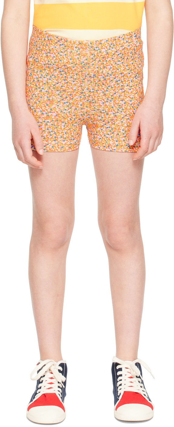 Tinycottons Kids Orange Flowers Shorts In 108 Multicolor