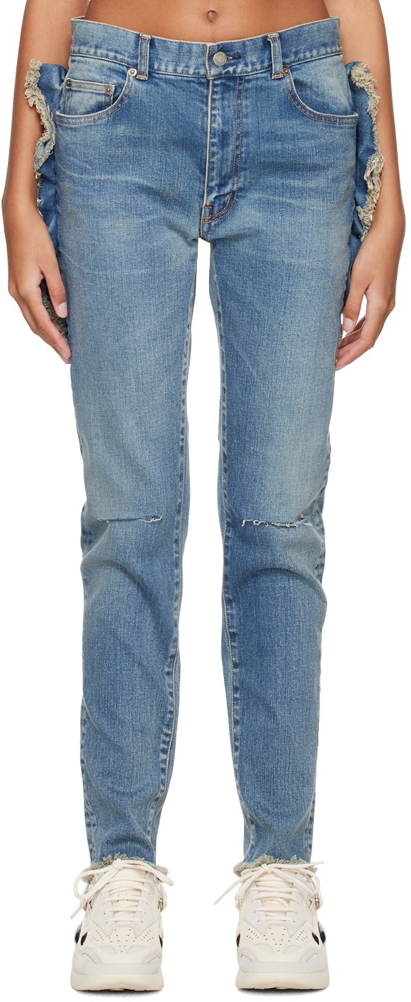 UNDERCOVER BLUE FRAYED JEANS