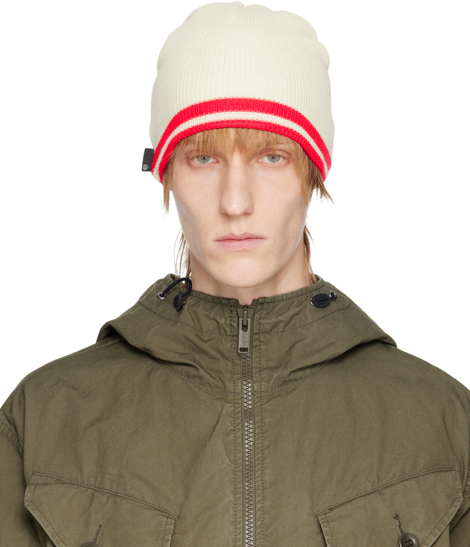 Undercover Off-white Striped Beanie In Off White