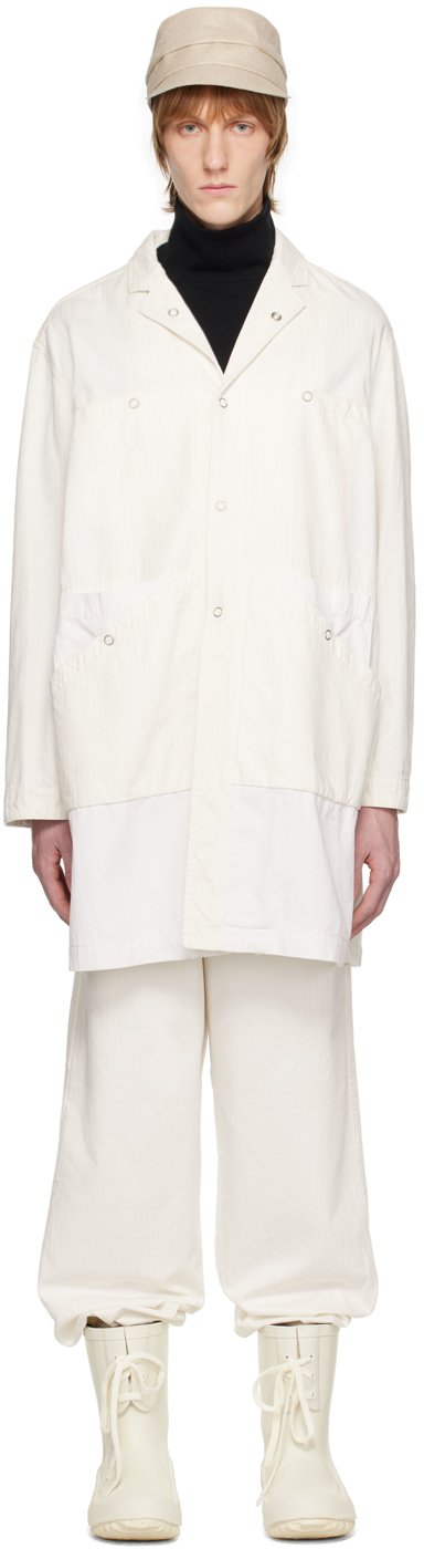 Undercover Off-white Notched Lapel Coat In Off White