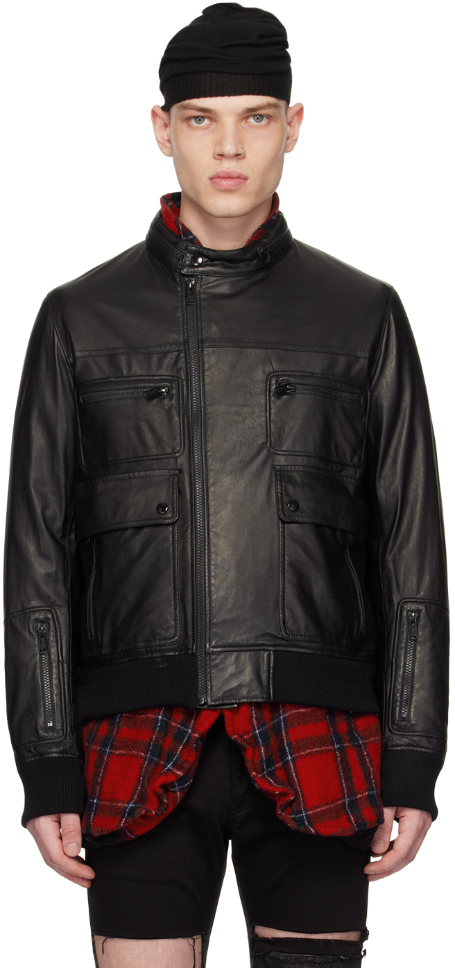 Undercover: Black Zip Leather Jacket | SSENSE