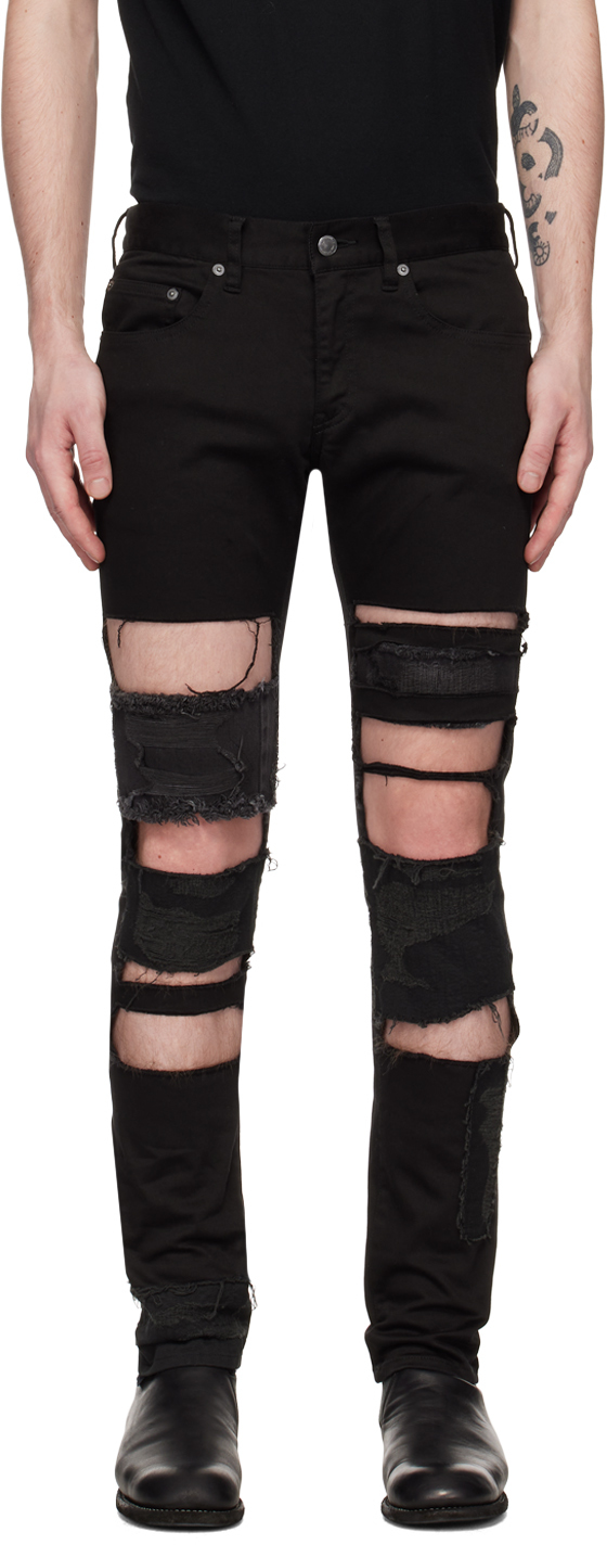 Shop Undercover Black Distressed Jeans