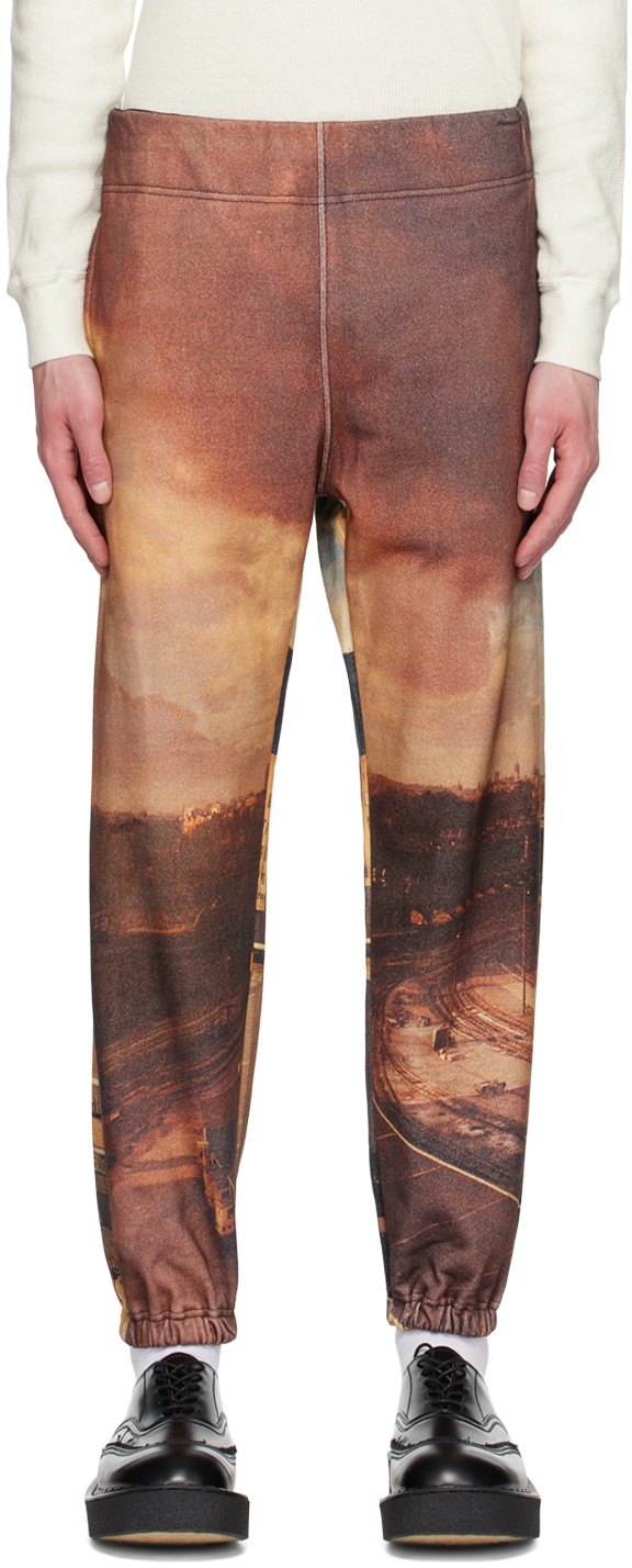 Brown Printed Sweatpants by UNDERCOVER on Sale