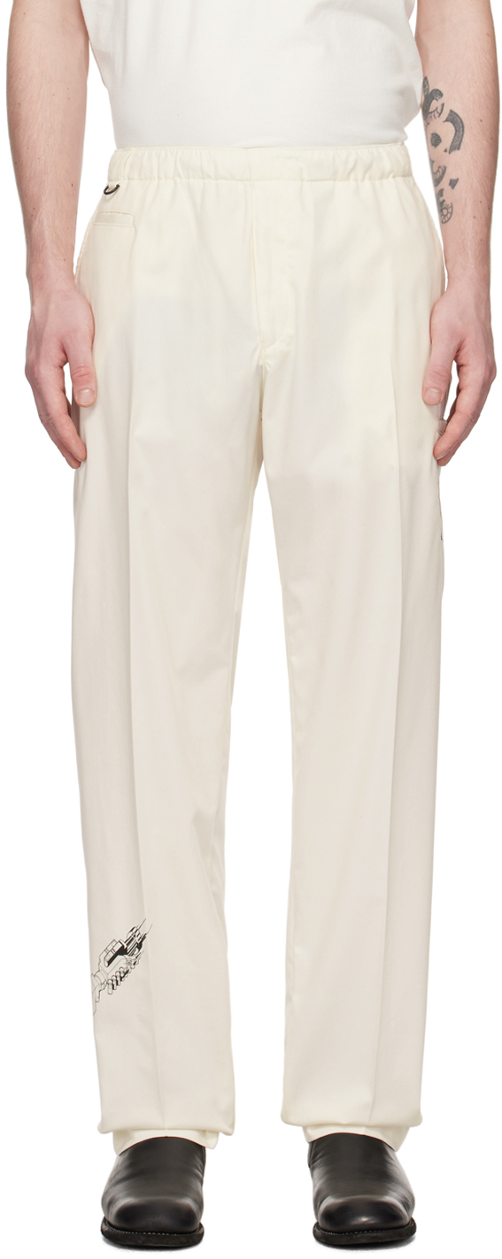 Undercover Off-white Embroidered Trousers In Ivory