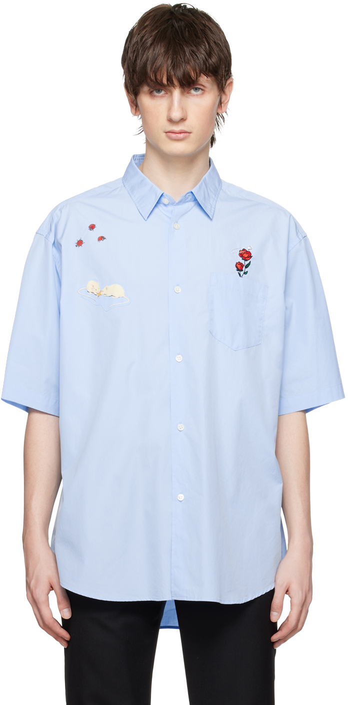 UNDERCOVER BLUE EMBROIDERED SHIRT
