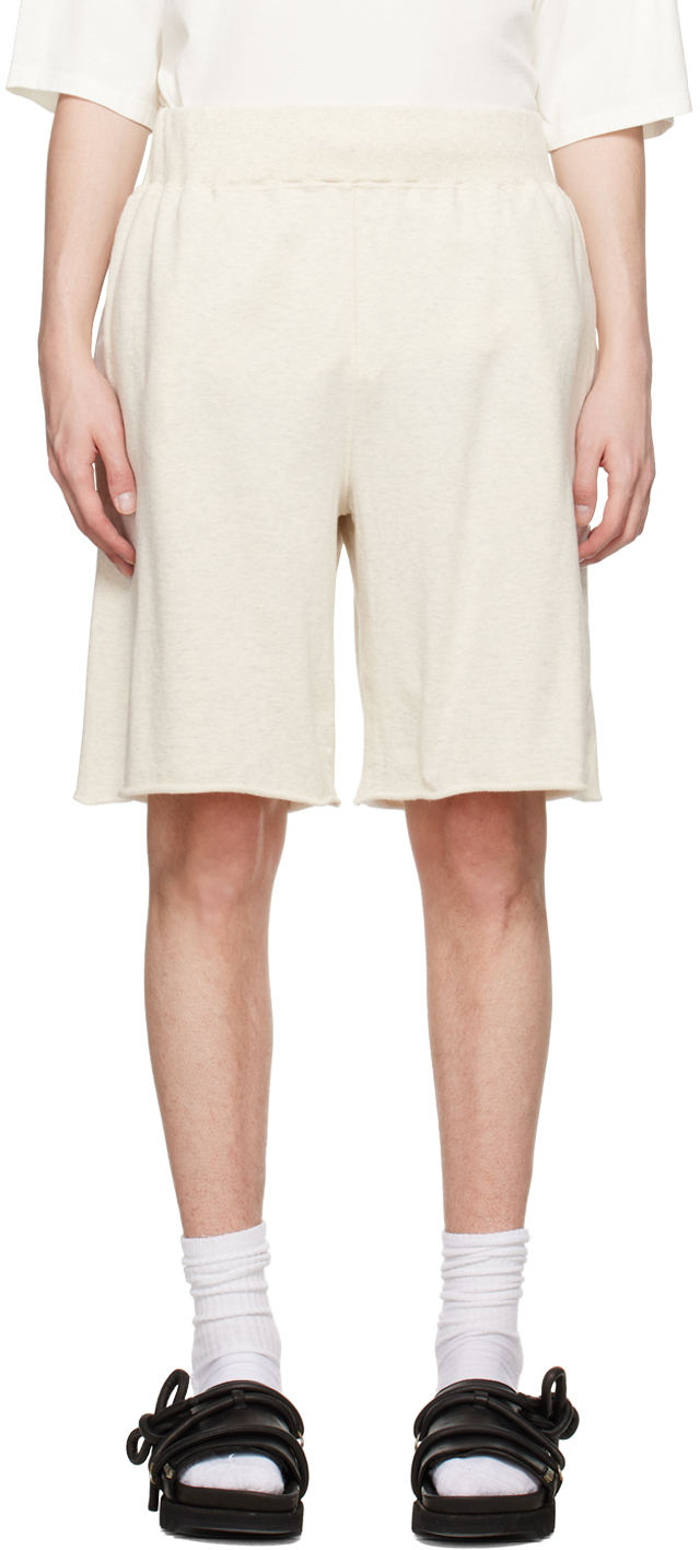 Shop Undercover Off-white Rolled Edge Shorts In Oatmeal