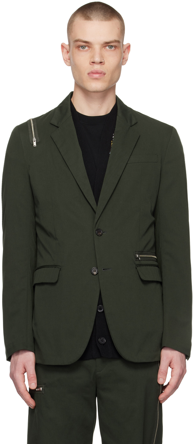 Undercover Khaki Zip Blazer In Green