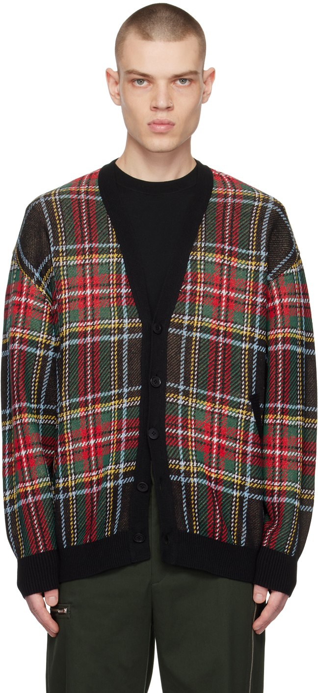Undercover Multicolor Check Cardigan In Black Ck